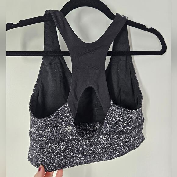 Lululemon Mini Splatter White Black Run Stuff Your Bra Long Line Bra 8 - Picture 8 of 11